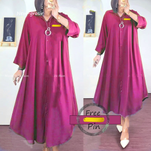 tunik polos jumbo ld 120 gratis pin emas wanita lengan panjang terbaru 2024 bisa bayar ditempat