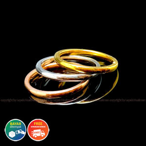 [Bayar di Tempat] Cincin Wanita Titanium Stainless Steel Anti Karat Model Tumpuk 3 Warna