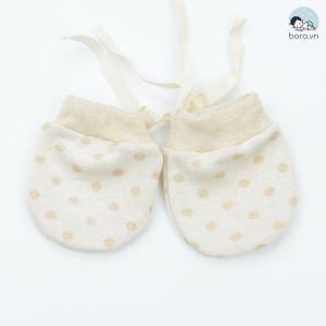 Bao tay cho bé sơ sinh vải cotton hữu cơ tư nhiên 100% có dây buộc