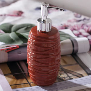 LDIES Ceramics Red Liquid Soap Bottle Container Hotel Hand Soap Dispenser Bottle Bathroom Accessories Wristband Hand Dispenser 7M3Y5