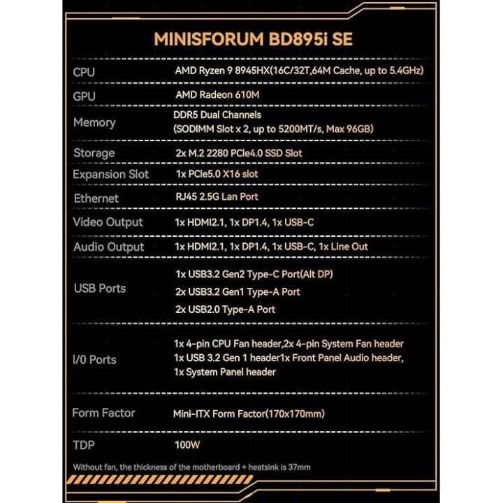 MINISFORUM%20BD895i%20SE%20ITX%20Motherboard%20AMD%20Ryzen9%208945HX%20AMD%20Radeon%20610M%20DDR5%20PCle5.0%20100W%20-%20Image%207