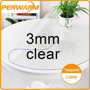 Perwarm 3/4/5/6 feet Round Lazy Susan Tablecloth PVC Clear Thick Waterproof Oil Resistant Transparent Plastic Protective Dining Table Kitchen Wood Vinyl Tablecloth Cover