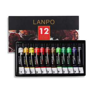 Ready Stock 12/24 Colors High Quality Acrylic Painting Set Gift Set Brush Canvas Palette White Drawing Canvas Drawing Board