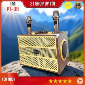 Loa Karaoke Xách Tay KP PT09 3 Đường Tiếng Mạch Reverb Có Cổng Cắm Livestream Kèm 2 Micro UHF Chống HúÂm Thanh Cực Hay Pin Khỏe.