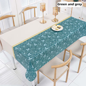 Elegant PVC Rectangular Tablecloth with Floral Print Anti-Oil Water-Resistant Table Cover for Dining and Home Decor