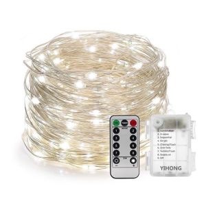 lampu hiasan led strip light 20M 10M 5M lampu kelip kelip raya 2022 warna warni lampu raya klip klip outdoor waterproof fairy light led light strip led decoration light for room operated by 3AA battery 8 modes