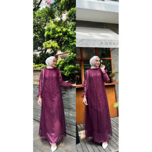 REYNA GAMIS LONG DRESS SATIN MIX TILLE GARDEN DRES WANITA PESTA KONDANGAN LEBARAN BRIDESMID TERBARU BISA COD