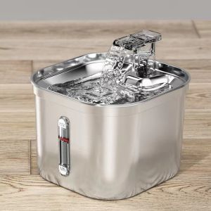【Free Shipping+Local Ship】Smart Water Dispenser For Dog 304 Stainless Steel Cat Water Fountain Outdoor Garden Dog Water Drinker Dispenser Automatic Water Fountain For Cat Filters Feeder Motion Sensor 2.2L Water Level Window