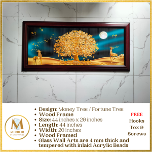 Money Tree Wall Decor Wood Frame 44 inches x 20 inches