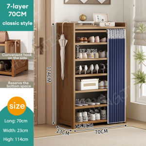 Bamboo Shoe cabinet Shoe Rack Wooden Shoe Rack Multilayer Shoe Cabinet With Curtain Shoe Cabinet dust-proof Shoe Rack large-capacity Rak Kasut Kayu 鞋柜