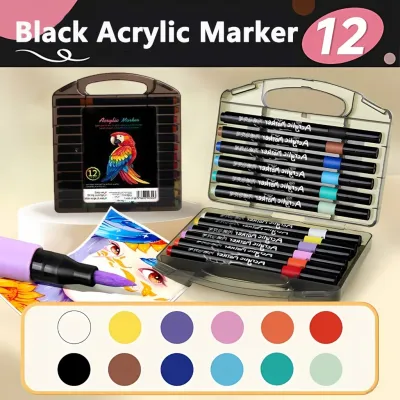 60 Colors Acrylic Marker Pen Set Brush Tip Colored Pens Coloring Pen Highlighter Pen Art Supplies DIY Painting Ideal Christmas Gift