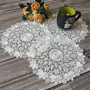 HUANG White Handmade Crochet Table Decoration Cup Mat Lace Pad Doily Coaster Placemat