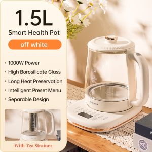 1.5L Health Pot Electric Kettle Portable Multi Cooker Tea Dessert Cooker 16 Functions with 12h heat preservation Multifunction Food Grade Glass Jug