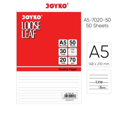 Kertas Loose leaf Joyko A5 7020 Putih Bergaris 50 Lembar