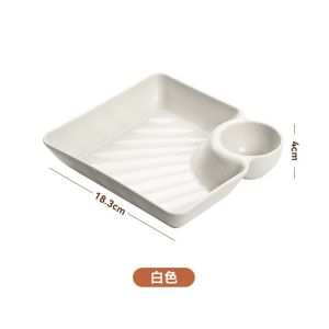 🇲🇾 PP Large Dumpling Plate With Vinegar Divided Japanese Sos Chili Tableware Square Tray Serving Utensils Kitchen Dish