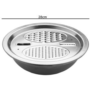 ตะกร้าผักผลไม้ตัดอเนกประสงค์3ฟังก์ชันใน1สำหรับห้องครัวขนาด26/28ซม. สำหรับคว่ำจานอ่างสเตนเลส