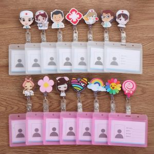 5211JEW Cartoon Retractable Nurse Doctor Name Tags Badge Holders Business Work Card with Retractable Reel ID Badge Holder