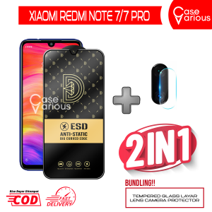 Paket 3in1 Tempered Glass Xiaomi Redmi Note 7 Pro Anti Gores Layar Anti Static Tempered Camera+Skin