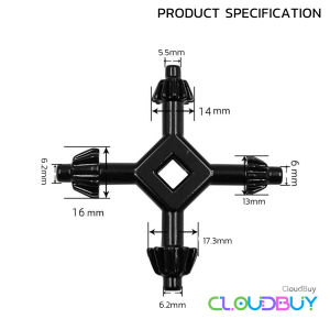 4 Way Universal Chuck Zinc Alloy Four Head Wrench 4 in 1 Drills Chuck Key Drilling Tool
