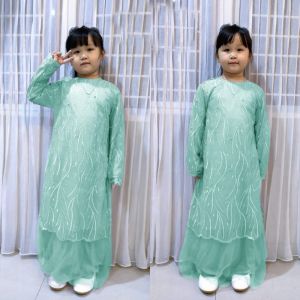 Geraldine Kid Baju Gamis Brukat Anak Perempuan/Bahan Brukat Tile/Fashion Muslim/Couple Seragaman