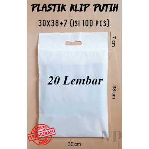 (COD) PLASTIK KLIP Putih Susu 30X38+7cm 20 Lembar / PLASTIK TOKO / PLASTIK PRODUK / PLASTIK POND / PLASTIK ZIPLOCK / PLASTIK CTIK / PLASTIK PACKING / PLASTIK BAJU / PLASTIK ACESSORIES / PLASTIK BELANJAAN / PLASTIK MURAH  / PLASTIK KADO / PLASTIK ONLINE