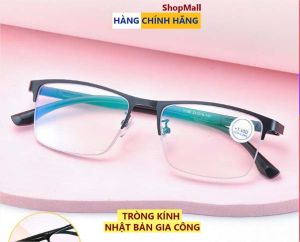(Hàng mới) Kính lão thị viễn thị đọc sách CHỐNG AS XANH  nửa viền to sáng rõ tròng Nhật gia công đẹp bền loại I xẻ cước