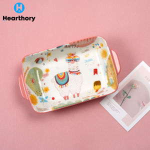 9 inch Lasagne Pan Baking Tray Creative Christmas Cartoon Ceramic Lasagne Pan Baking Tray House Warming Gift