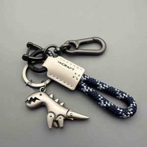 Cute Dinosaur Car Keychain Malaysia Exquisite Girl Leather Rope Key Ring For Outdoor Travel Daily Commute