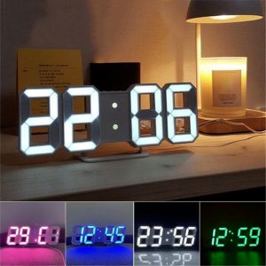 PURETEN Wall-mounted Digital Desktop Clock Usb Charging Thermometer Digital Alarm Clock Portable Adjustable Luminous Mode Night Light Desk