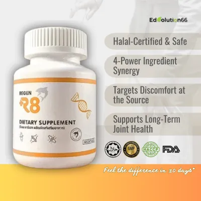 Halal-Certified Fast Joint Relief & Cartilage Support | RegenR8 Tissue Support Formula | 4 Targeted Ingredients with High Absorption Rate | Anti-inflammation Effective For Knee Hip Joint Pain Joint Mobility Joint Stiffness Gout | SG Seller