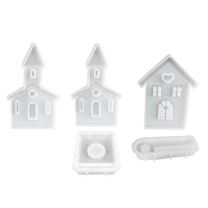 Lâu Đài hình dạng chủ khuôn với cơ sở để làm chủ trang trí nội thất tealight chủ trang trí đúc nhựa Epoxy