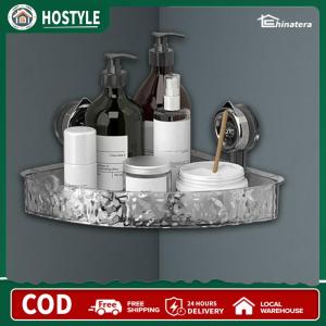 【HOT】 Clear Wall Bathroom Caddy with Suction Cup for Toothbrush Holder and Storage Shelf for Bathroom