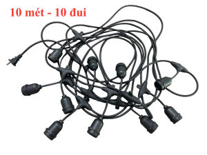 DÂY ĐUI ĐÈN E27 10 MÉT 10 ĐUI 10 MÉT 20 ĐUI KÈM BÓNG CHỐNG NƯỚC TRANG TRÍ NGOÀI TRỜI SÂN VƯỜN QUÁN CÀ PHÊ