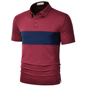 Two Tone Color Block Quick Dry Fit Golf Polo Shirts for Men Short Sleeve T-Shirts Moisture Wicking Collared T Shirt