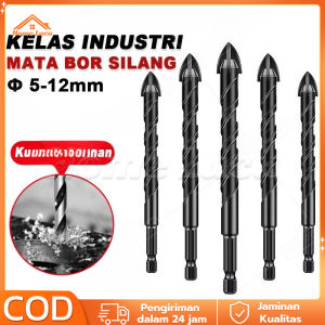 3-12mm Mata Bor Cross Hex 7pcs Kaca Granit Ubin Multifungsi Cross Hex Tile Drill Bits Set Bor Hard Alloy Triangle Bit Tool Kit