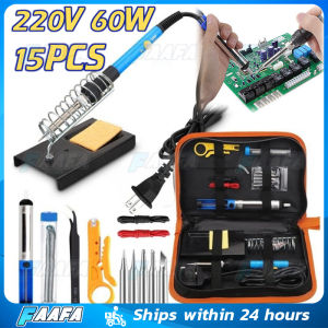 15pcs 220V 60W Soldering Iron Temperature Adjustable Set US Plug Heavyduty