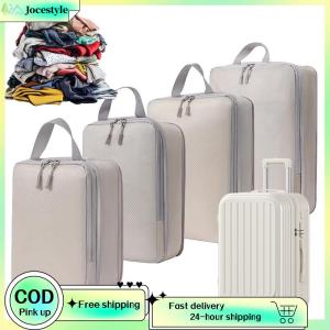 [Jocestyle Outdoor Mall] 4 Set Lightweight Compression Packing Cubes Waterproof Luggage Packing Organizer for Organizing Clothes