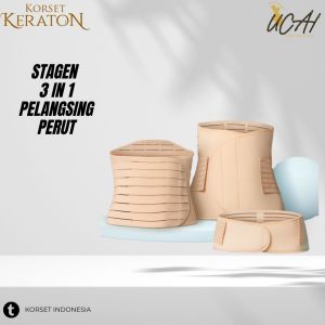 KERATON Korset Ibu Pasca Melahirkan 3 In 1 Pelangsing Stagen Pengecil Perut Buncit Pembakar Lemak