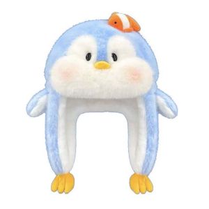 NOVELLEO Hamburger hoạt hình Mũ nhung mùa đông Chống cảm lạnh Chim cánh cụt Mũ bảo vệ tai Mũ Panama Chống gió Mũ gấu Lôi Phong Phụ nữ