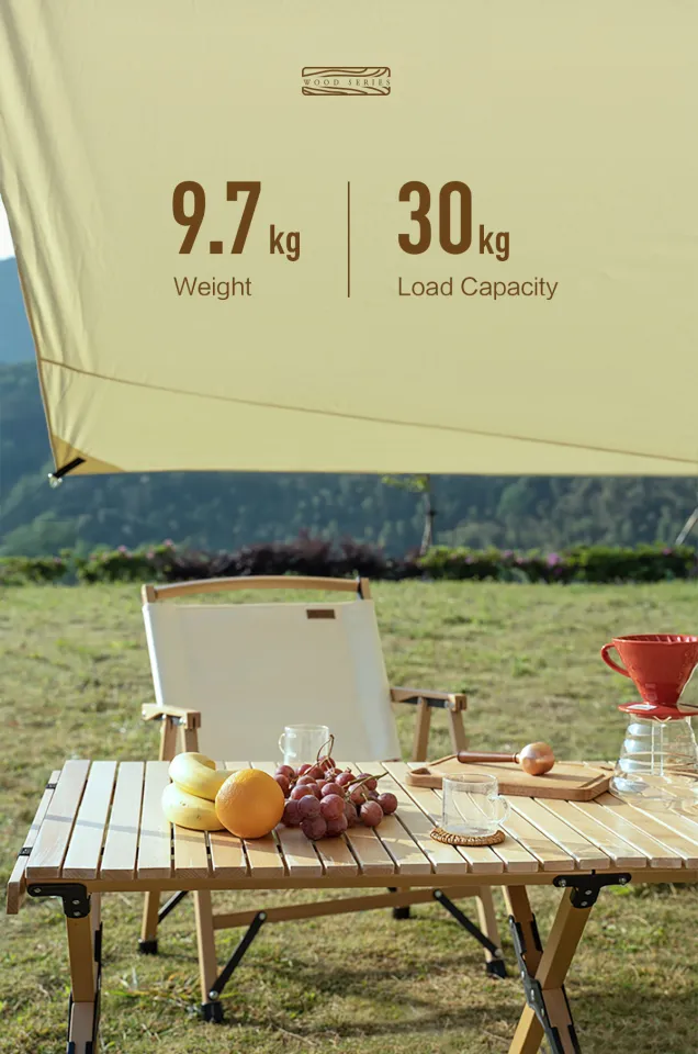 MOBI GARDEN Camping Wood Folding Table Outdoor Indoor Glamping