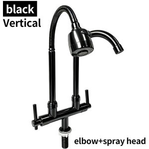 Kitchen Faucet Dual Head [Flexible 360° Rotate] High Pressure Sink Tap with Independent Control Water Tap for Basin