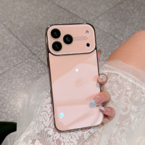Deluxe Plating Tempered Glass Backplane Phone Case For iPhone 17 16 15 14 Pro Max Candy Glossy Camera Lens Protection Hard Cover