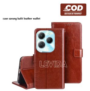 Flip Cover Kulit Leather Case Sarung Buku Kulit Case Infinix Hot 40 Infinix Hot 40 Pro