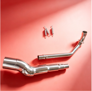 Honda Xrm 125 stainless elbow on Akrapovic round with DB reducer