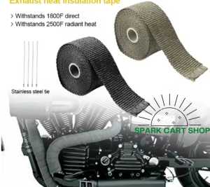 Spark Cart 5M Auto Exhaust Pipe Wrap Heat Insulation Tape Thermal Wrap For Motorcycle Exhaust Pipe Elbows(4PCS Pin Inside The Roll )