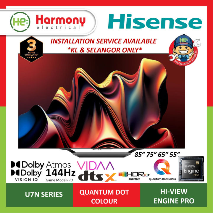 HISENSE 65" 75" 85" 4K Mini-LED ULED TV U7N Series 65U7N / 75U7N / 85U7N VIDAA Smart TV