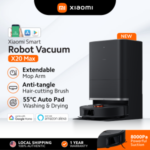 Xiaomi Smart Robot Vacuum X20 Max | 8000Pa | Extendable Mop Arm | Hair-Cutting Brush | Hot Water Wash & Air Drying