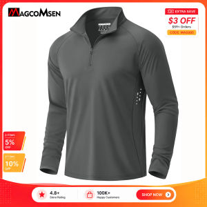 MAGCOMSEN Nam Quý Zip Dài tay Áo sơ mi chạy bộ phản quang Khô nhanh Độ ẩm UPF 50 + Áo thun tập luyện đi bộ đường dài2026