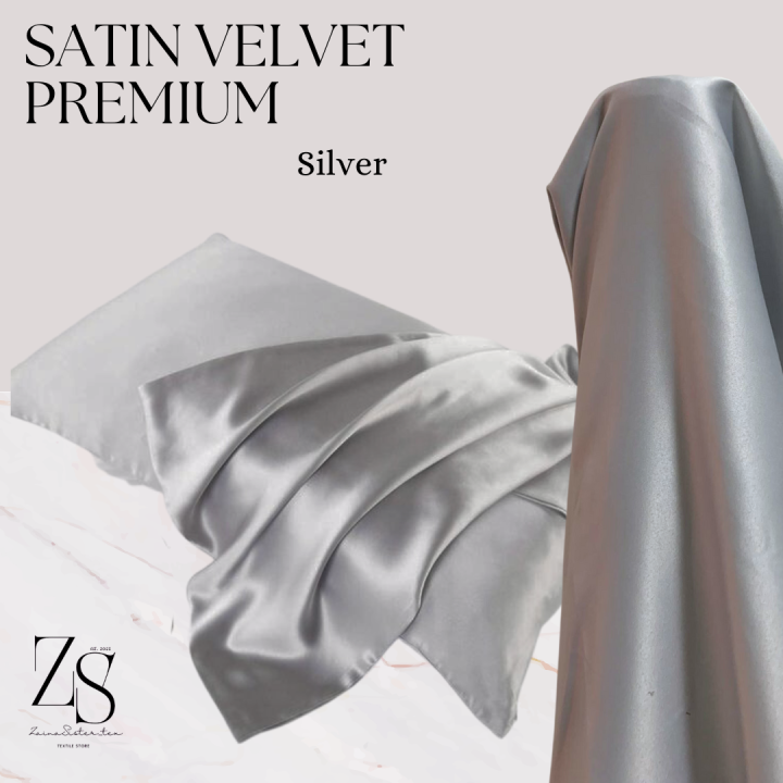 Kain Satin Velvet Premium Warna Silver Bahan Seragaman Bahan Furing Bisa Untuk Foto Backdrop Background Foto Produk
