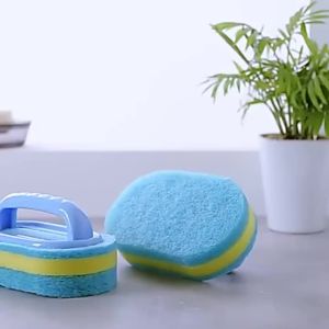 KOKSI Cleaning Brush for Bathroom Kitchen Bathtub Toilet Cleaner All Purpose Shower Sponge Scrubbing Brush with Ergonomic Handle